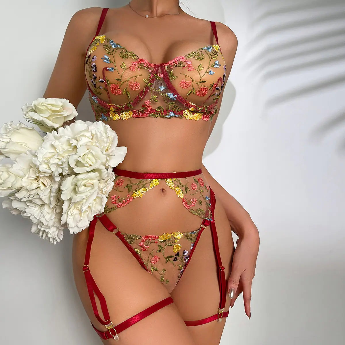 Sultry Blooms Linen Bralette