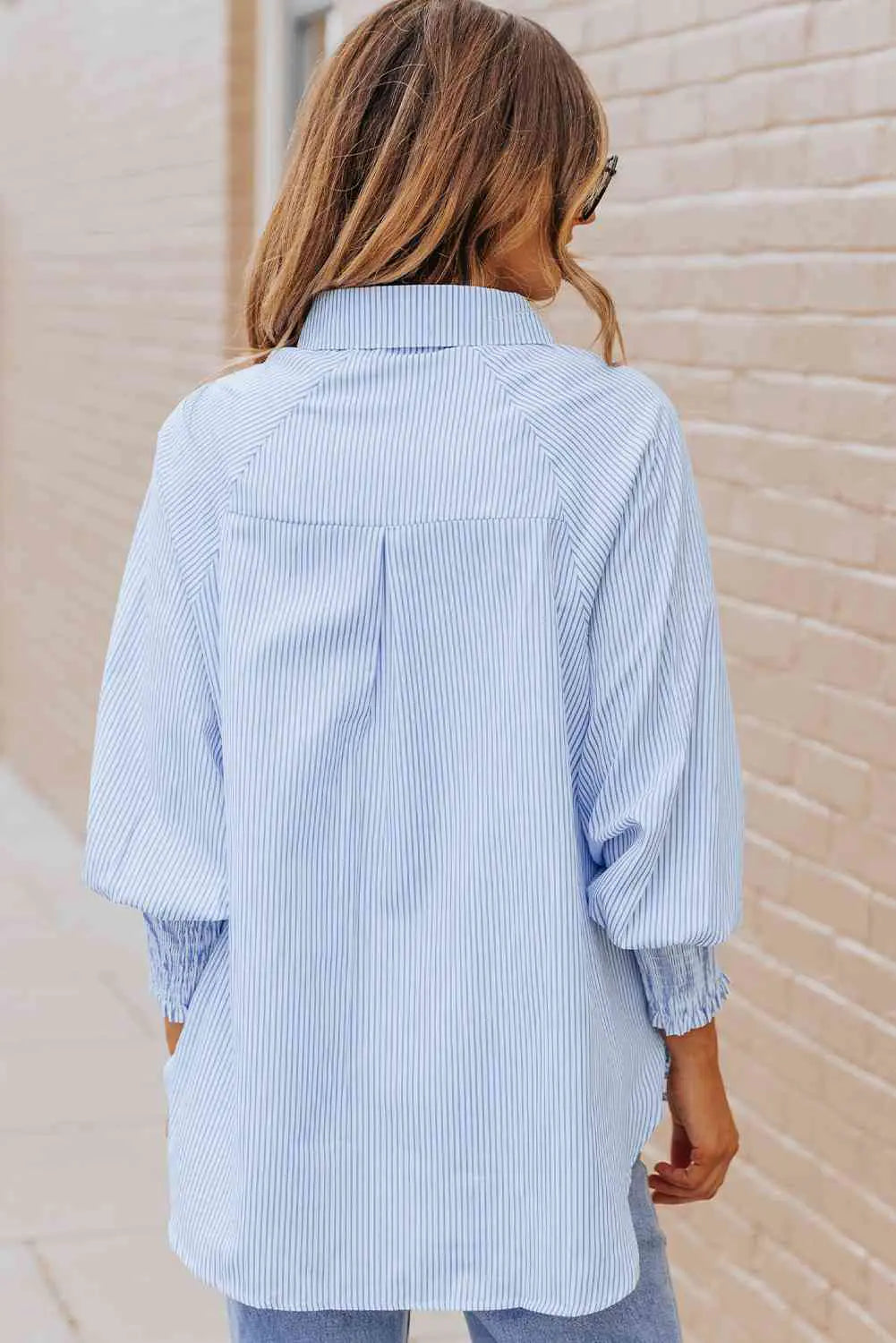 Striped Lantern Sleeve Shirt