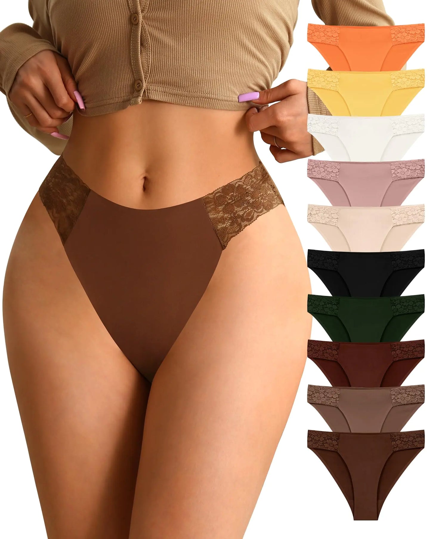V-Cut Lace Seamless Bikini Panties