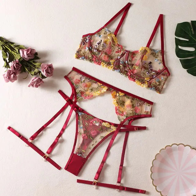Sultry Blooms Linen Bralette