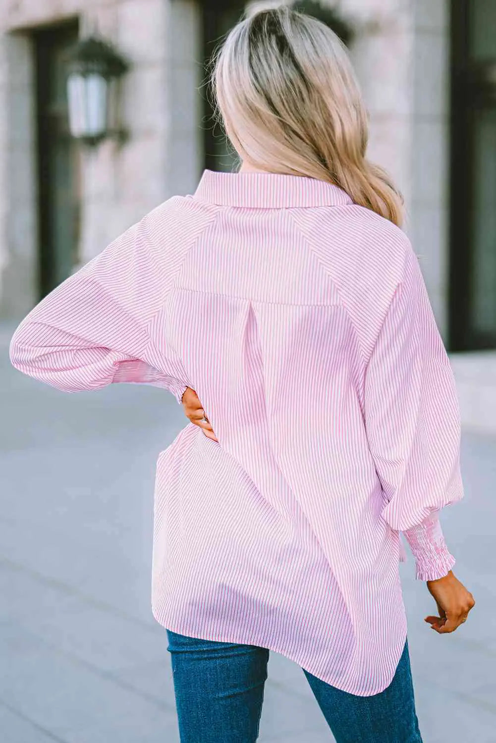 Striped Lantern Sleeve Shirt
