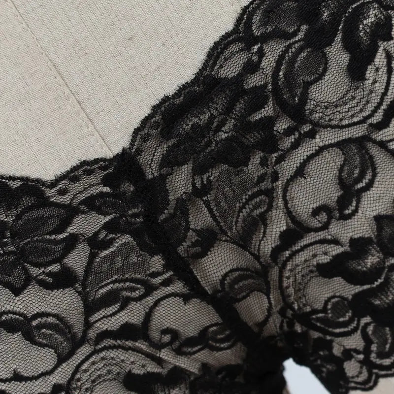 Black White Lace Floral Flower Underwear