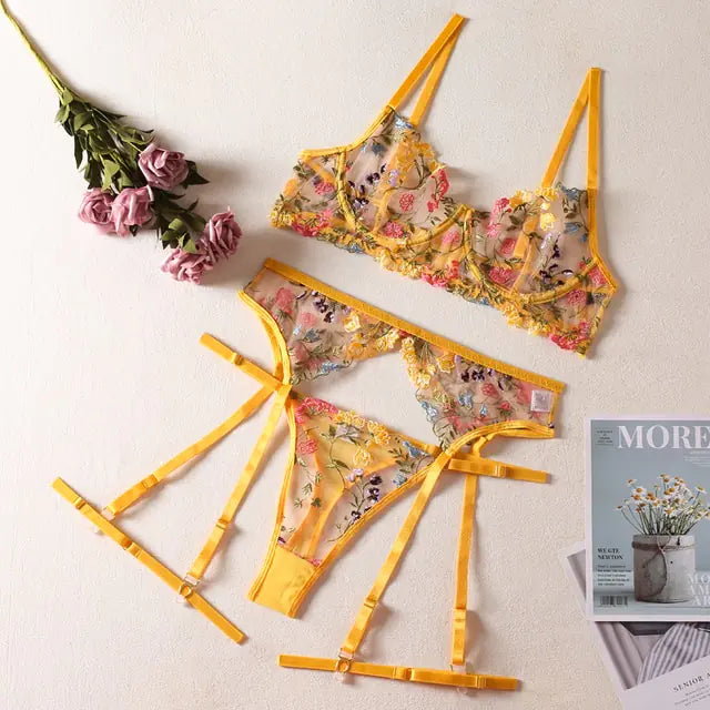 Sultry Blooms Linen Bralette