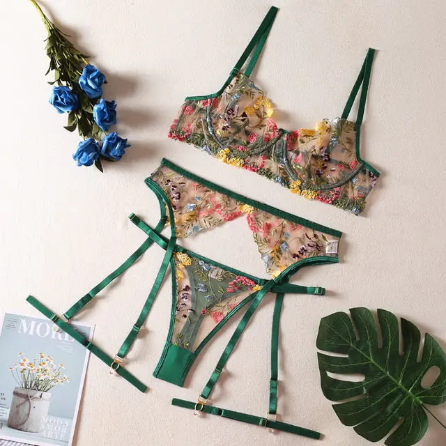 Sultry Blooms Linen Bralette
