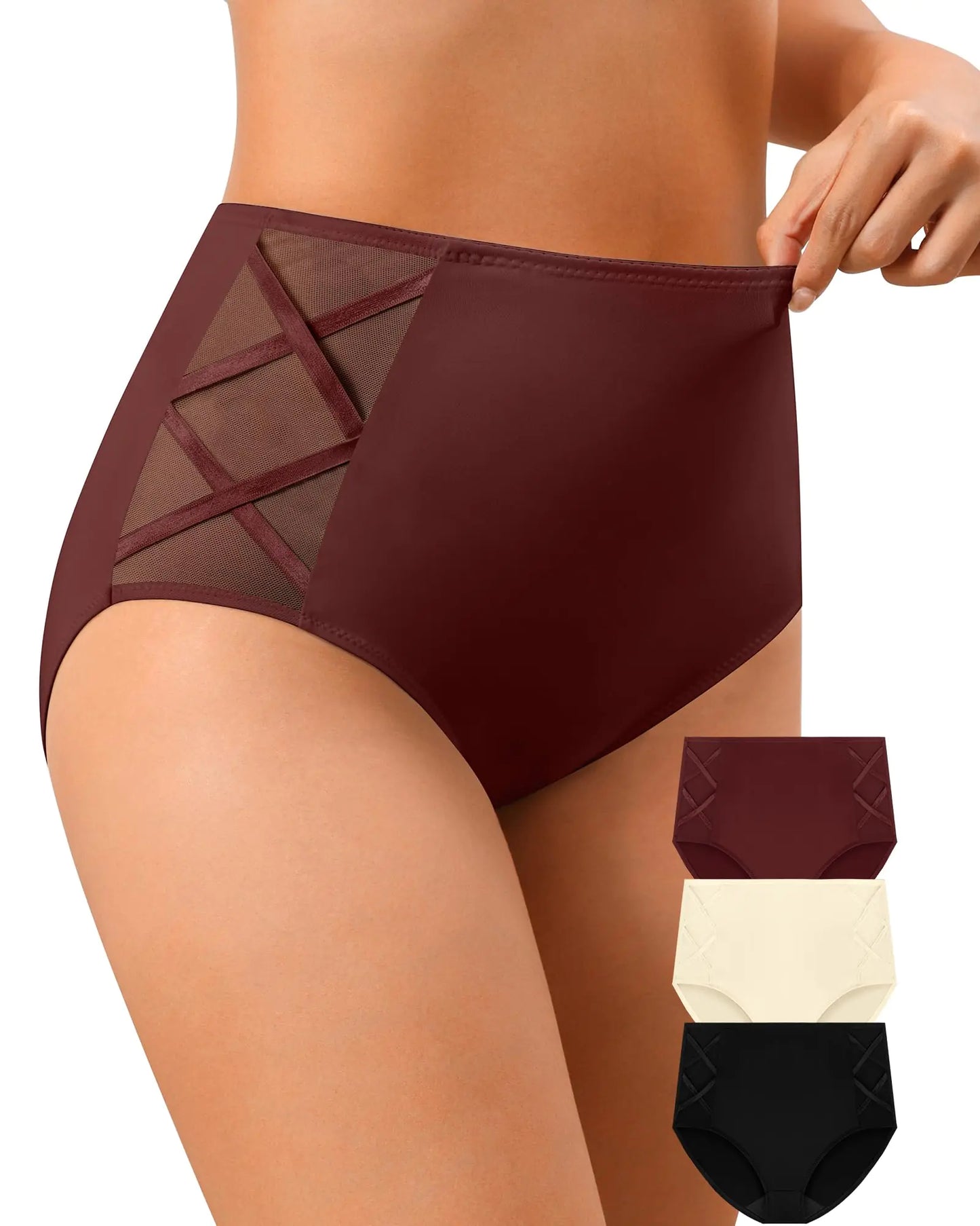 High-Waisted Cross Strap Mesh Panties